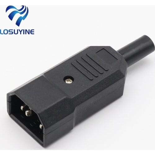 10 pcs New Wholesale Price 10A 250V Black IEC C13 Male Plug Rewirable Power Connector 3 pin ac Socket
