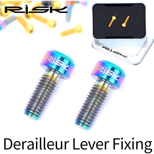 RISK MTB Derailleur Lever Screws Fixed Brake Handle Bolt 4 Colors Bicycle Parts 2PCS M5*14 Titanium Brake Lever Bolts For