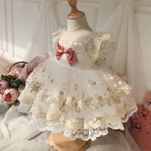 2021 Spanish Girls Royal Dress Baby Birthday Party Dresses Kids Toddler Girl Lolita Princess Ball Gown Infant Boutique Clothing