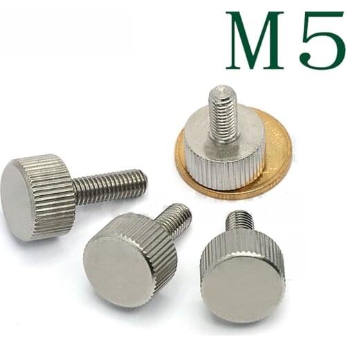 5/10Pcs M5 303 Stainless Steel Non-standard Thumb Screws Knurled Head Manual Adjustment Screws Length 10/12/14/16/20mm
