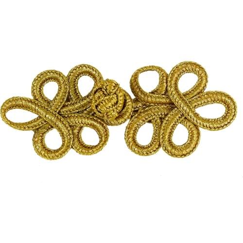 50set Gold Metallic Cord Braided Looped Fastener Closure Knot Buttons Sewing Supplies For Craft Chair cover 32mm*80mm NK304