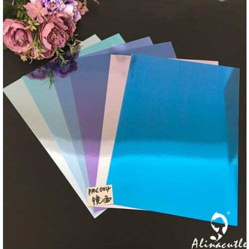 6colors x 2 sheets Blue Smooth Mirror Paper Card A4 250gsm Paper DIY Scrapbooking paper pack craft Background paper Alinacraft