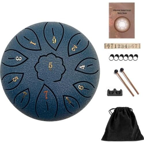 6 Inch Mini Drum 11 Tone Steel Tongue Drum Tune C Percussion Hand Pan Drum With Padded Drum Bag Musical Instruments Gift