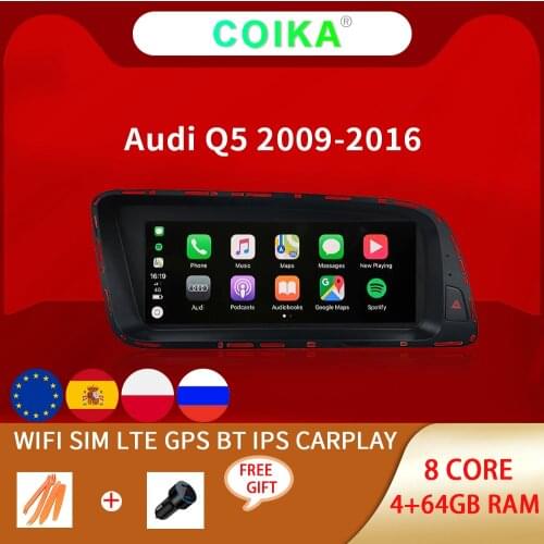 8 Core Android 10.0 System Car Muiltmedia Stereo Auto Radio For Audi Q5 2009-2016 Google NAVI BT Head Unit IPS Touch Screen