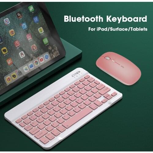 Bluetooth Pink Keyboard Mouse Combo Set For iPad Surface Tablet Laptop Wireless Silent Keyboard Mute Mini Size Keyboard Mouse