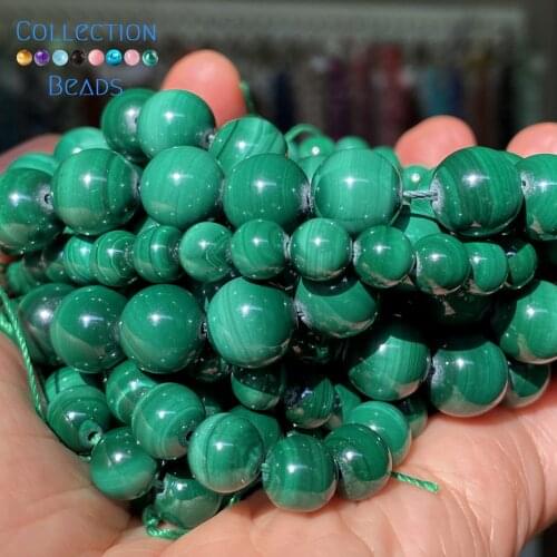 Natural Malachite Stone Spacer Loose Round Bead For Jewelry Making 6-10 MM DIY Bracelets Accessories Wholesale 15"