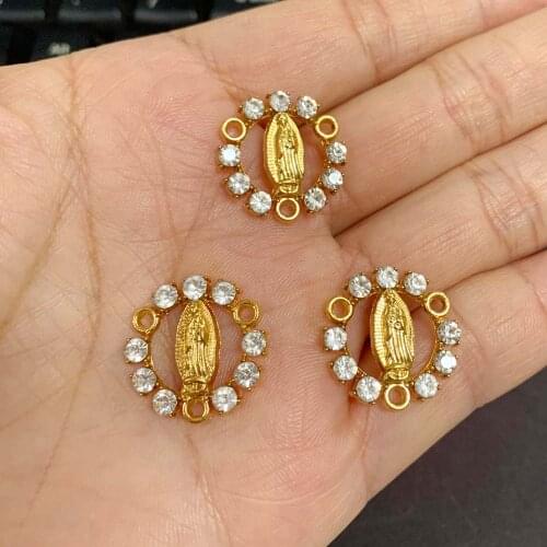 Rosary Centers Centerpiece Saints Image Sticker Catholic Medal Jesus Mary Holy Family Gold Silver Religious Connector