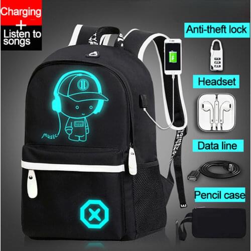 Children Backpack School Bags For Boy Girls Anime Luminous School Backpack Kids Waterproof Book Bag USB Charging SchoolBag