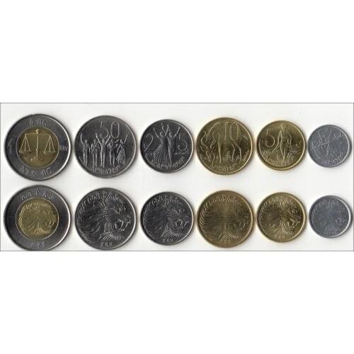 Ethiopia 6 Pieces Set Coins Africa New Original Coin Unc Collectible Edition Real Rare Commemorative