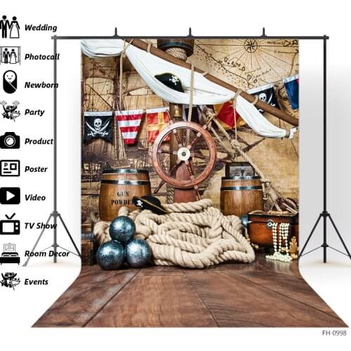 Pirate Ship Deck World Map Backdrops For Newborn Baby Shower Boy Girl Child Birthday Party Photography Photo Studio Backgrounds