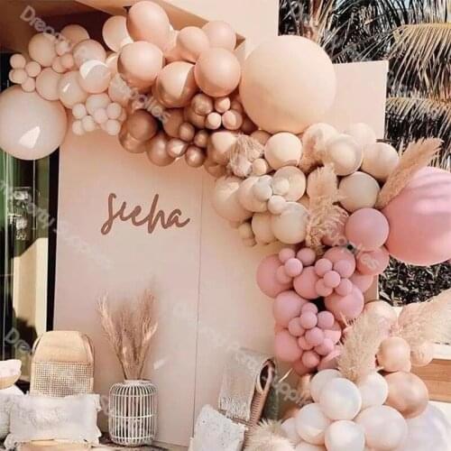 Doubled Dusty Pink Balloon Garland Wedding Decoration Double Blush Nude Ballon Arch Baby Shower DIY Birthday Party Decor