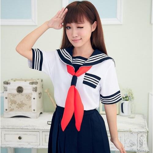 JK Japanese School sailor uniform fashion school class navy sailor school uniforms for Cosplay girls suit 2 Pcs / Set