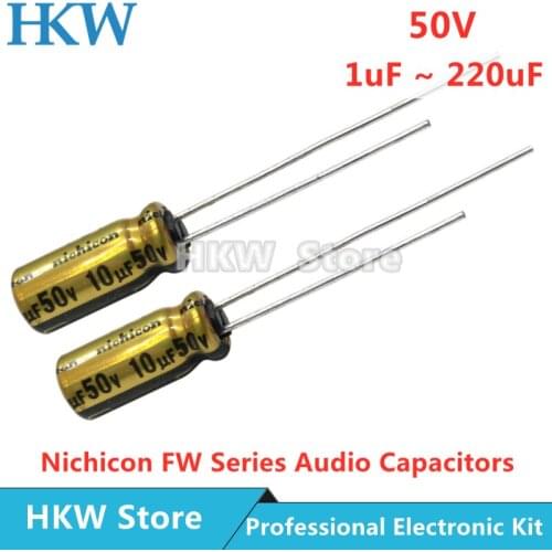 10pcs NICHICON FW Series 50V Electrolytic Capacitors HIFI Audio Capacitor 1UF 4.7UF 10UF 22UF 47UF 100UF 220UF Original 50V22UF