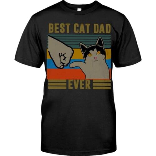 CLOOCL Best Cat Dad Cotton T-Shirt Fashion Brand Summer Unisex T-Shirts Short Sleeve Casual Tops Harajuku Cotton Black Tees