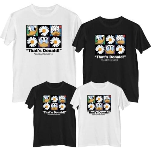 Disney Mickey Mouse Minnie Mouse Donald Duck Daisy Duck T-shirt 100% cotton Fashion Mens Woman T-shirts Clothes for kids Tops