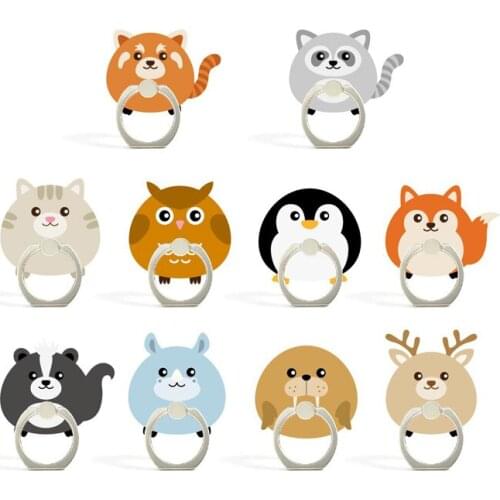 Cute Brief Strokes Animal Pattern Plastic Mobile Phone Finger Ring Holder Stand Universal For All Phone And All Men And Women