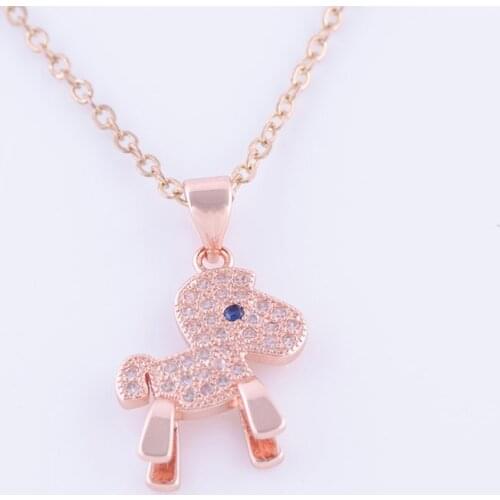 Fashion Jewelry Cute Zircon Trojan Charms Necklace Women Handmade Copper Micro Pave Long Chain Necklaces & Pendants Bijoux Gifts