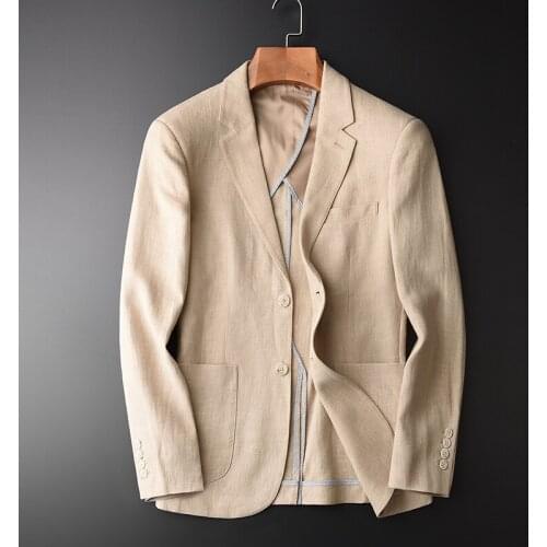 Classic Blazer Man New 90% Linen 10% Cotton Suit Jacket Spring Autumn Casual Male Single Breasted High Quality Size M To 4XL