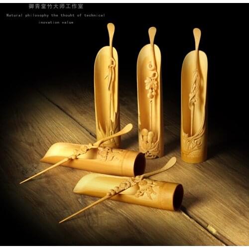 Bamboo Tea Needles Set Tea Ceremony Tea Set Handpainted Six Pieces Vintage Accessories Tea service Teemesser Tea Tools EI30TK