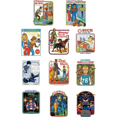 Appliques on clothes “mommy !can we keep him ?” Funny Summon demons iron on patch DIY t-shirt patches for jackets