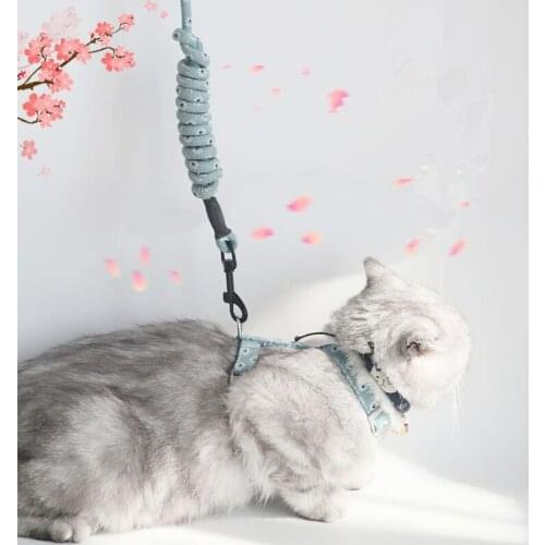 Cat Dog Collar Harness Leash Adjustable Print Flowers Pet Traction Cat Kitten Halter Collar Gato Cats Products Pet Harness Belt