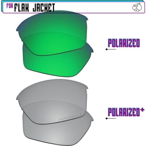 EZReplace Polarized Replacement Lenses for - Oakley Flak Jacket Sunglasses - SilverP Plus-Green P