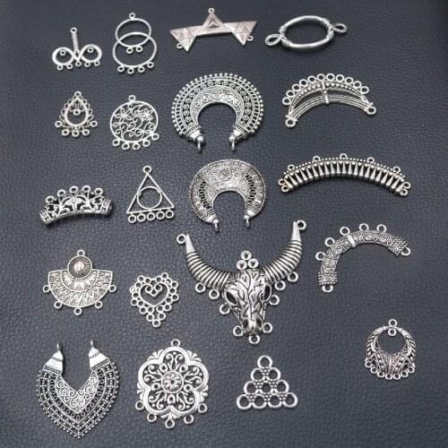 1 Pack Silver Plated Porous Connectors Retro Earrings Bracelet Metal Accessories DIY Charms Jewelry Crafts Findings P525
