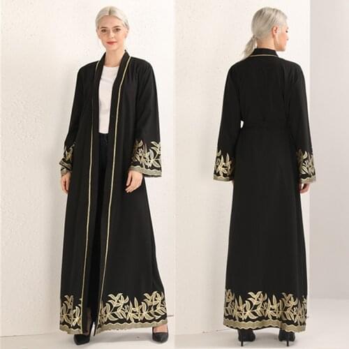 Muslim Print Abaya Maxi Dress Cardigan Swing Long Robe Gowns Belt Tunic Middle East Ramadan Dubai Arab Islamic Prayer CS201