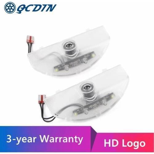 QCDIN 1Pair For MITSUBISHI LED Car Welcome Door Light HD Logo Projector Light For PAJERO GRANDIS Shogun
