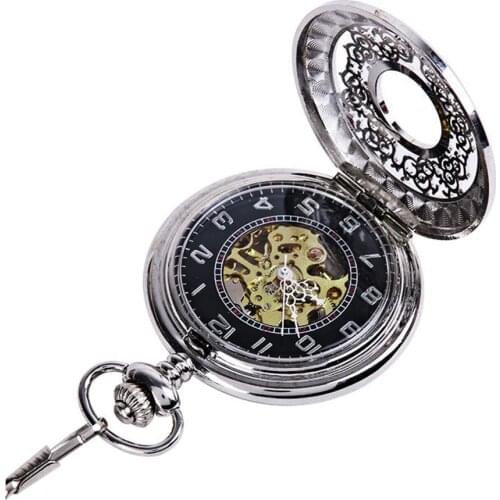Retro Unisex Hollow Flower Round Dial Hand Winding Chain Mechanical Pocket Watch Hand Winding Chain Mechanical Pocket Watch Hand