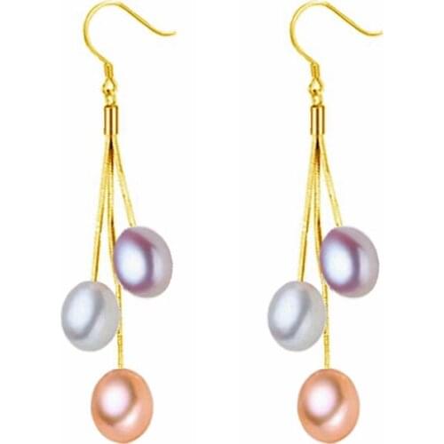 Genuine 925 Sterling Silver Earrings Fashion Jewelry real Pearl Earrings Gypsolong long Tassels Dangle Earrings For Women