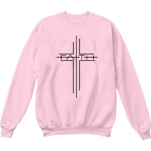 Faith Cross Graphic Sweatshirts Women Causal Long Sleeve Christian Pullover Hoodie Fashion Autumn Crewneck Religious Jumper Tops