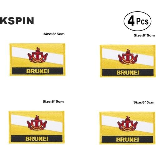 Brunei Rectangular Shape Flag Iron on Saw on Patches Embroidered Flag Patches National Flag Patches for Clothing