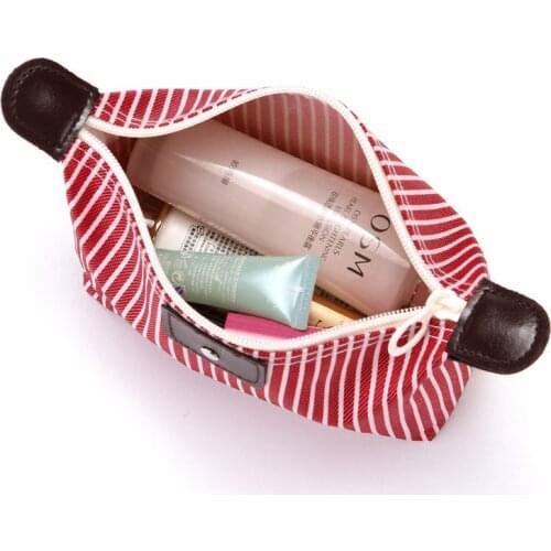 Outdoor lady cosmetic bag fashion striped cosmetic storage box travel business lady storage bag cute waterproof cosmetic bag