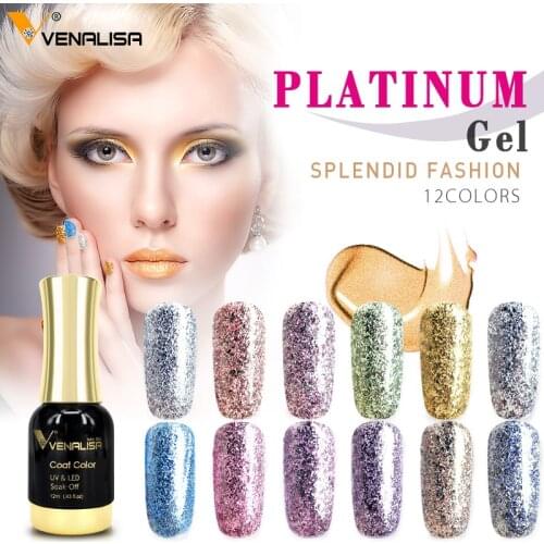 Venalisa supply nail art 12ml supper diamond shining glitter sequin starry platinum enamel gel polish