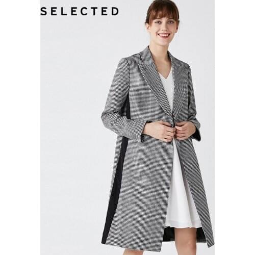 SELECTED Women Autumn Winter Double Breasted Check Coat 419321512
