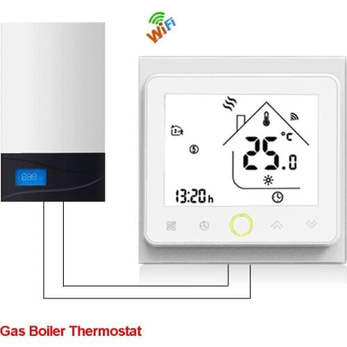 Wifi Weekly Programmable Gas Boiler Heating Thermostat White Temperature Regulator BHT-002 SupportTuya Google Home Alexa