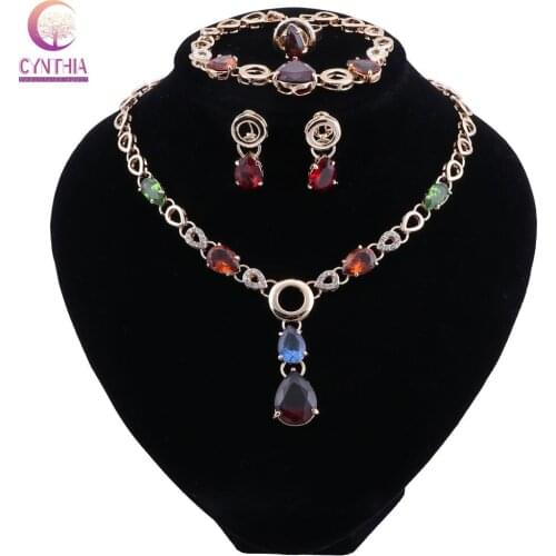 Jewelry Sets For Women African Beads Jewelry Set Nigerian Wedding Crystal Vintage Water Drop Necklace Set
