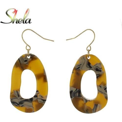 SHELA Acrylic Resin Drop Earrings for Women Geometric Bohemian Boho Vintage Japan Korean Style Fashion Statement Pendientes