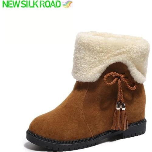 Retro Winter Snow Boots Women Fur Ankle Booties Warm Nonskid Ladies Waterproof Chunky Plush Botas De Mujer Platform Female Shoes