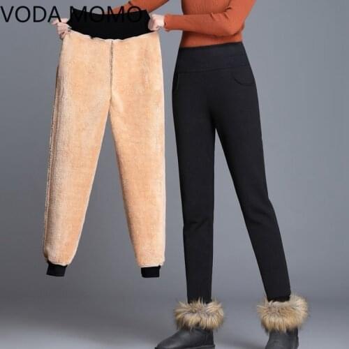 Women Winter Thick Lambskin Cashmere Pants Warm Female Casual Cotton Pants Loose Harlan Long Trousers Plus Size S-5XL 3XL 4XL