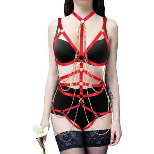 Goth Sexy Women Body Chain Skirt Hanging Neck Straps Underwear Festival Club Rave Metal Tassel Bikini Chain Accessories Jewelry