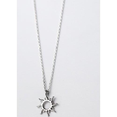MloveAcc Necklace & Pendant Solid 925 Sterling Silver Sun Charm Necklace for Women Fine Jewelry Wholesale Female