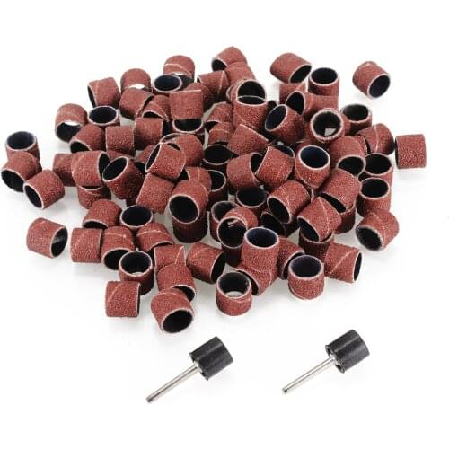 100pcs 1/2'' Sanding Paper Bands 80#Grit Sanding Bands With 1/8'' Sanding Drum Mandrel Rotary Tool Power Abrasive Tool Accessory