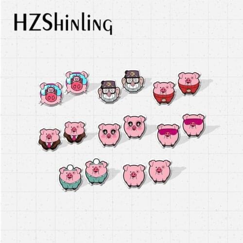 2021 New Arrival Kawaii Pig Waddles Funny Piggy Epoxy Handcraft Jewelry Acrylic Stud Earrings for Kids