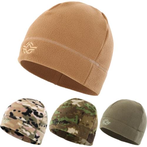 2021 Tactical Camo Fleece Hat Windproof Military Airsoft Warm Soft Cap Mens Outdoor Camping Cycling Fishing Hunting Ski Hats