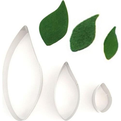 3PCS/Set Stainless Steel Cake Molds Leaf Shape Fondant Flower Decorating Tools Baking Pastry Tools For Cupcake Cookie Decor