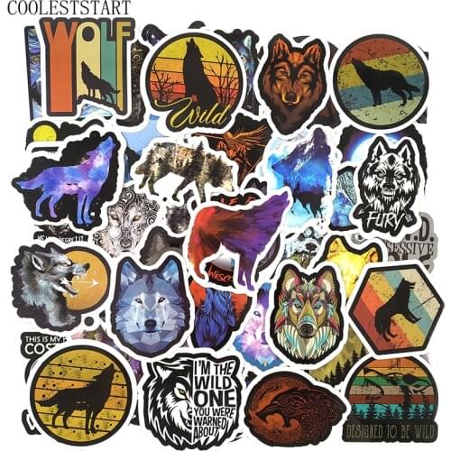 50 Pcs/Set Waterproof Animal Wolf Graffiti Stickers For Laptop Bike Skateboard Motorcycle Refrigerator Suitcase Desk Mouse Toys