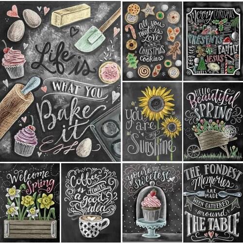 5D DIY Diamond Painting Full Square "Black board word" Cross Stitch Embroidery Diamond Mosaic Picture of Rhinestones Decor Gift