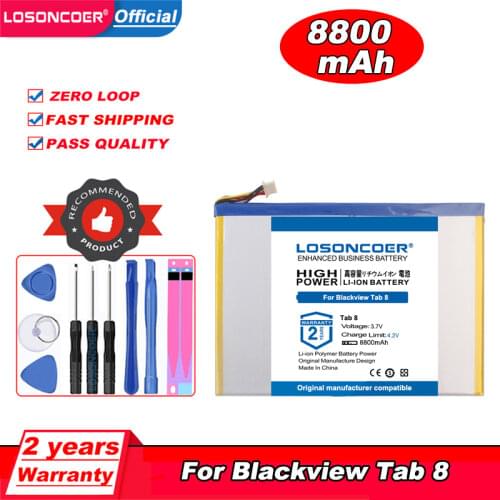 LOSONCOER Battery 8000mAh For Blackview Tab 8 Battery Tablet PC